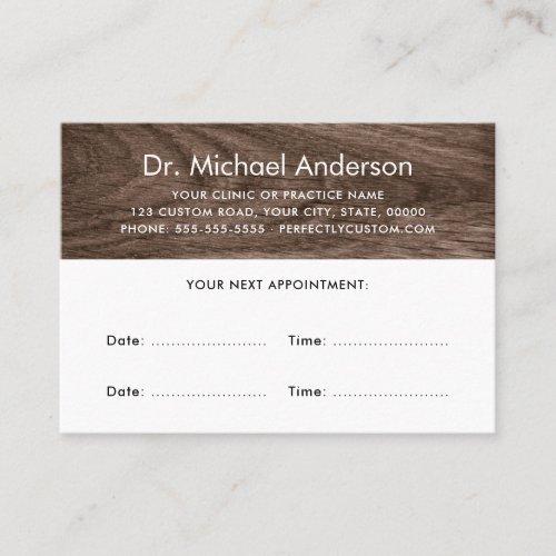 Classy wood appointment cards with custom logo