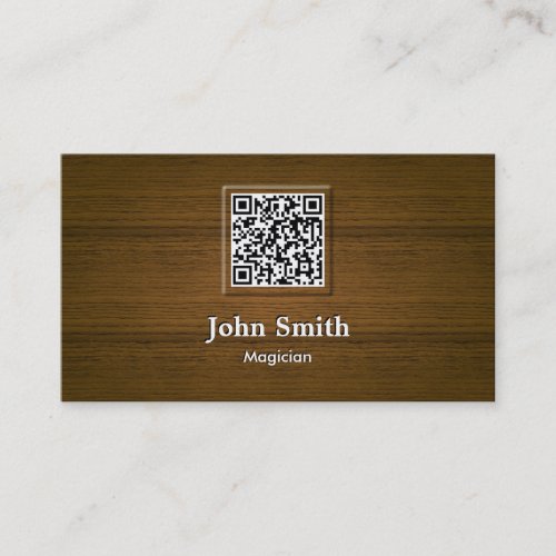 Classy Wood Grain QR Code Magician Business Card