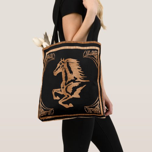 Classy Wood Horse Silhouette Tote Bag