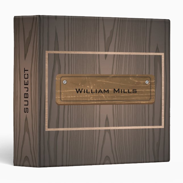 Classy wood texture personalized 3 ring binder (Front/Spine)