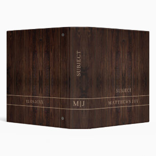 classy wood texture, rustic & personalized binder