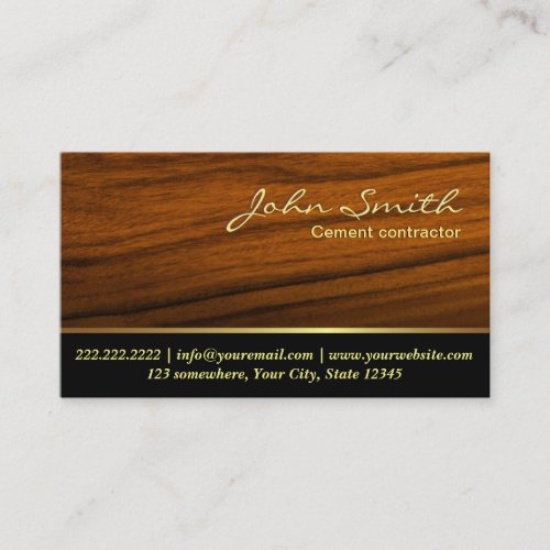 Classy Woodgrain Cement Contractor Business Card