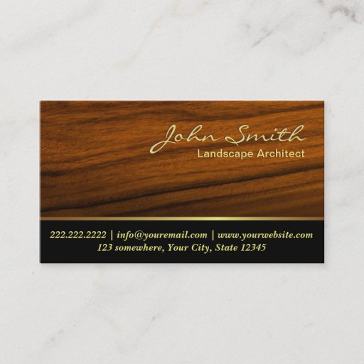 Customizable Classy Woodgrain Landscape Architect Business Card