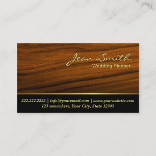 Classy Woodgrain Wedding Planner Business Card