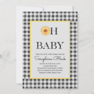 Classy Yellow And Black Summer Picnic Baby Shower Invitation