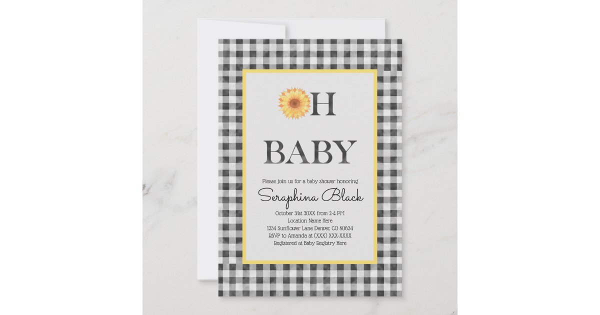 Classy Yellow And Black Summer Picnic Baby Shower Invitation Zazzle