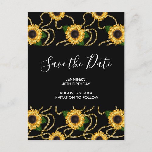 Classy Yellow Sunflowers Pattern Save the Date Invitation Postcard