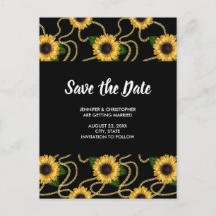 Classy Yellow Sunflowers Pattern Save the Date Invitation Postcard