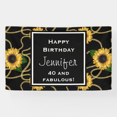 Classy Yellow Sunflowers Stylish Pattern Birthday Banner