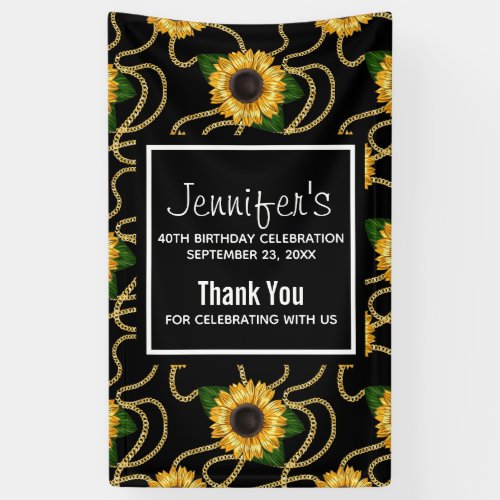 Classy Yellow Sunflowers Stylish Pattern Birthday Banner