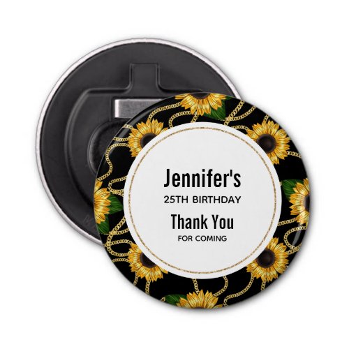 Classy Yellow Sunflowers Stylish Pattern Birthday Bottle Opener