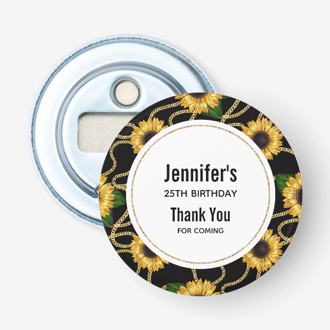Classy Yellow Sunflowers Stylish Pattern Birthday Bottle Opener (Front)