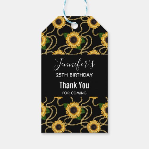 Classy Yellow Sunflowers Stylish Pattern Birthday Gift Tags