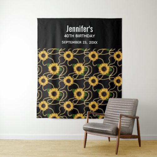 Classy Yellow Sunflowers Stylish Pattern Birthday Tapestry