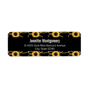 Classy Yellow Sunflowers Stylish Pattern on Black Label