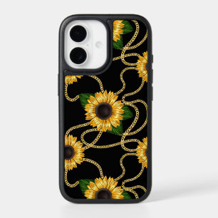 Classy Yellow Sunflowers Stylish Pattern on Black iPhone 17 Case