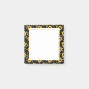 Classy Yellow Sunflowers Stylish Pattern on Black Post-it Notes