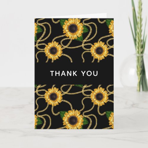 Classy Yellow Sunflowers Stylish Pattern Thank You Card