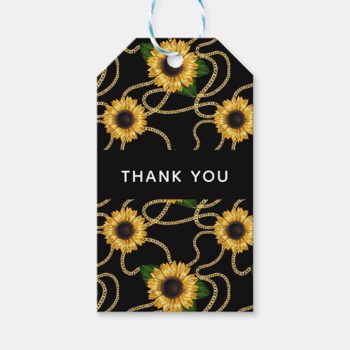 Classy Yellow Sunflowers Stylish Pattern Thank You Gift Tags