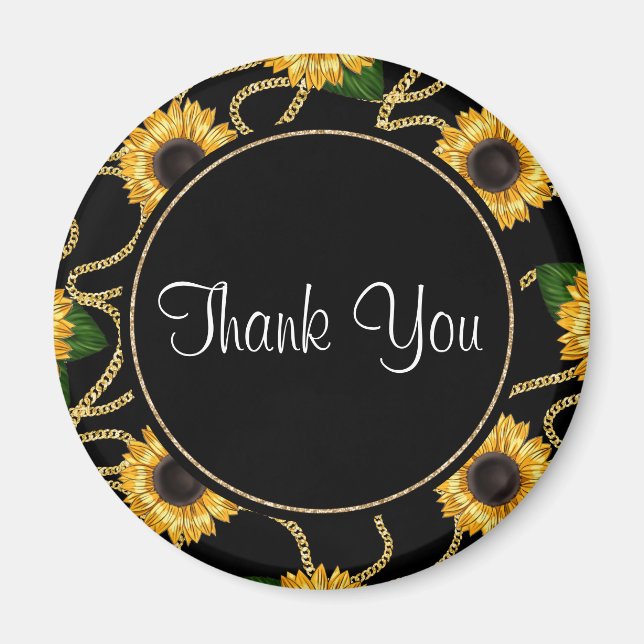 Classy Yellow Sunflowers Stylish Pattern Thank You Magnet (Front)