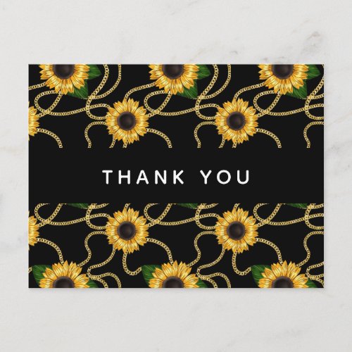 Classy Yellow Sunflowers Stylish Pattern Thank You Postcard