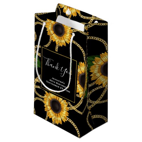 Classy Yellow Sunflowers Stylish Pattern Thank You Small Gift Bag