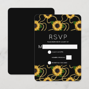 Classy Yellow Sunflowers Stylish Pattern Wedding RSVP Card