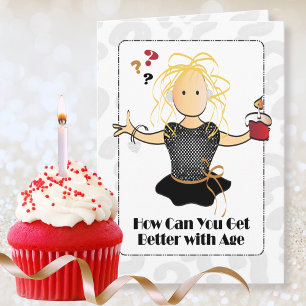 Classy Young Female Cartoon Compliment Birthday Card
