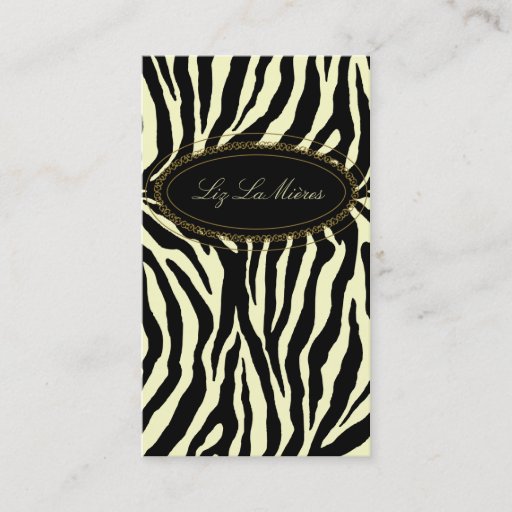 Customizable Classy zebra print business card template