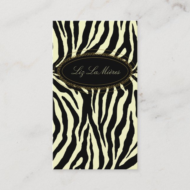 Classy zebra print business card (Front)