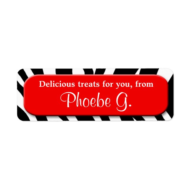 Classy Zebra Print Red Kitchen Baking Labels (Front)