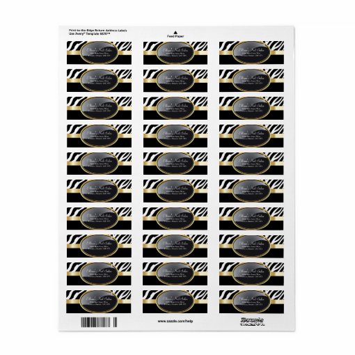 Classy Zebra Print Return Address Labels Zazzle