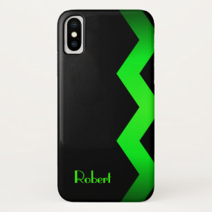 Classy Zig zag Green Personalized iPhone X Case