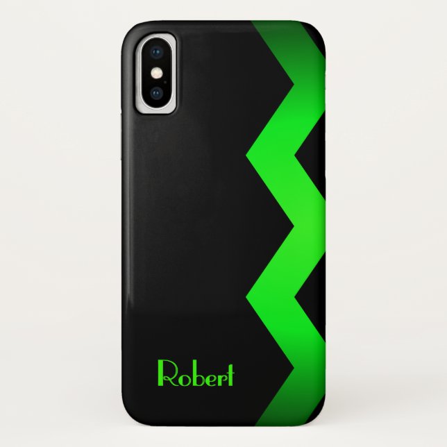 Classy Zig zag Green Personalized Case-Mate iPhone Case (Back)