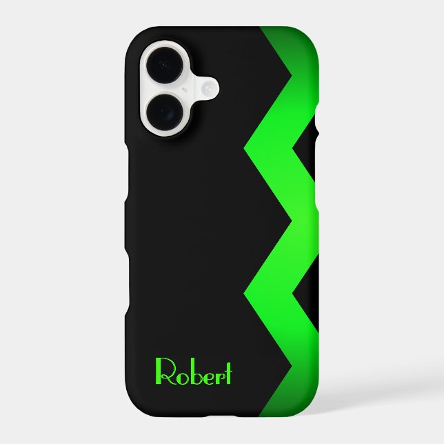 Classy Zig zag Green Personalized Iphone Case (Back)