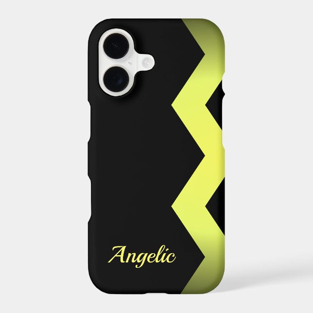 Classy Zig zag Yellow Personalized Iphone Case (Back)