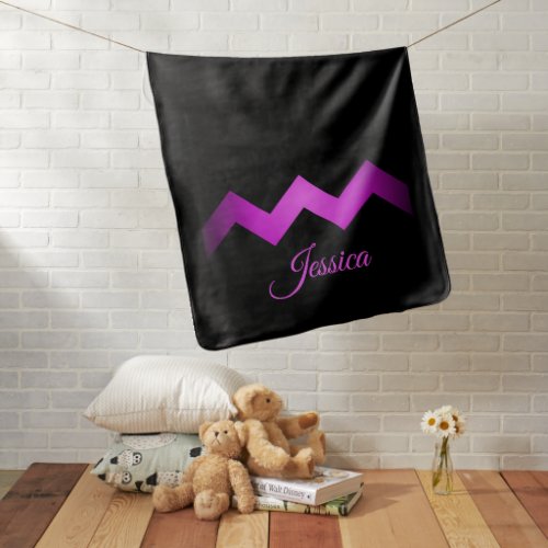 Classy Zigzag Purple on Black Babies Name