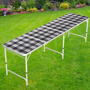 Clastic Black Plaid Beer Pong Table