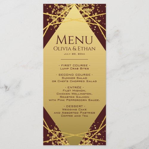 Clasy Gold Geometric on Burgundy Menu