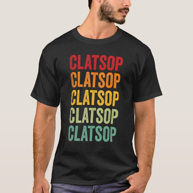 Clatsop County Oregon Rainbow Text Design T-Shirt (Front)