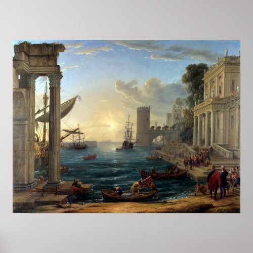 Claude Lorrain Seaport with the Embarkation Poster
