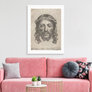 Claude Mellan’s Face of Christ 1649 engraving Canvas Print