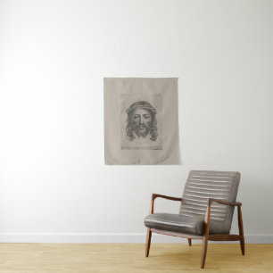 Claude Mellan’s Face of Christ 1649 engraving Tapestry