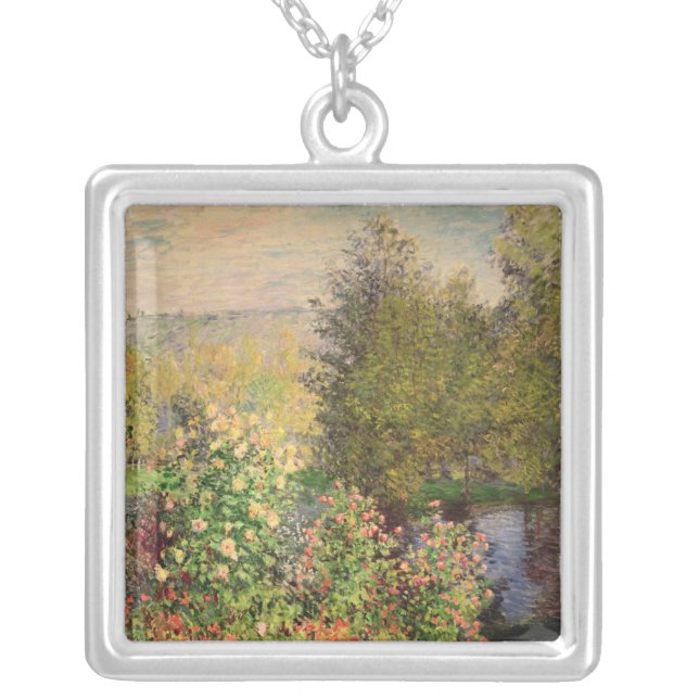 Claude Monet | A Corner of the Garden at Montgeron Silver Plated Necklace (Front)