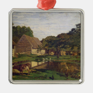 Claude Monet   A Farmyard in Normandy Metal Ornament