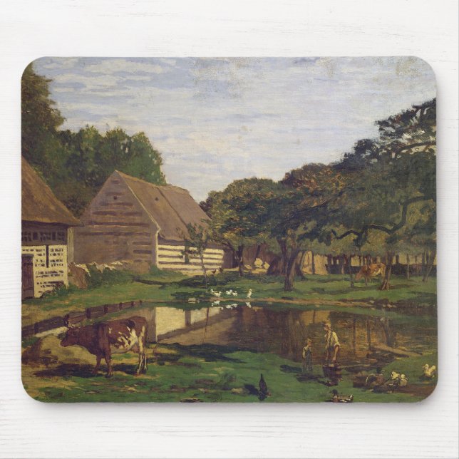 Claude Monet | A Farmyard in Normandy Mouse Pad (Front)
