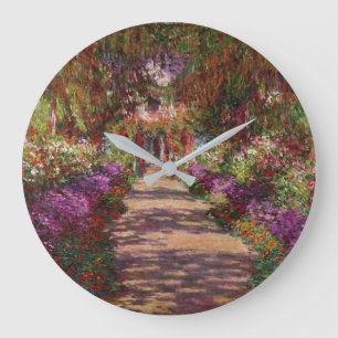 Claude Monet A Pathway in Monet's Garden Large Clock