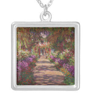 Claude Monet   A Pathway in Monet's Garden Silver Plated Necklace