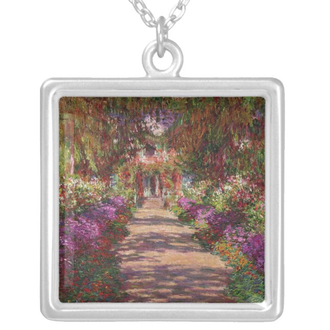 Claude Monet | A Pathway in Monet's Garden Silver Plated Necklace (Front)