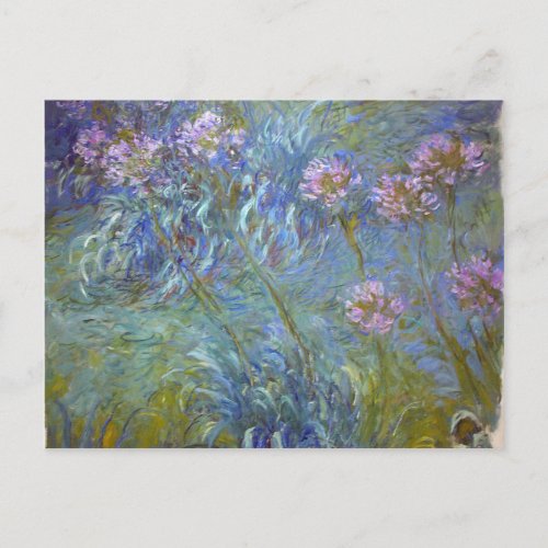 Claude Monet _ Agapanthus Classic Flowers Painting Postcard